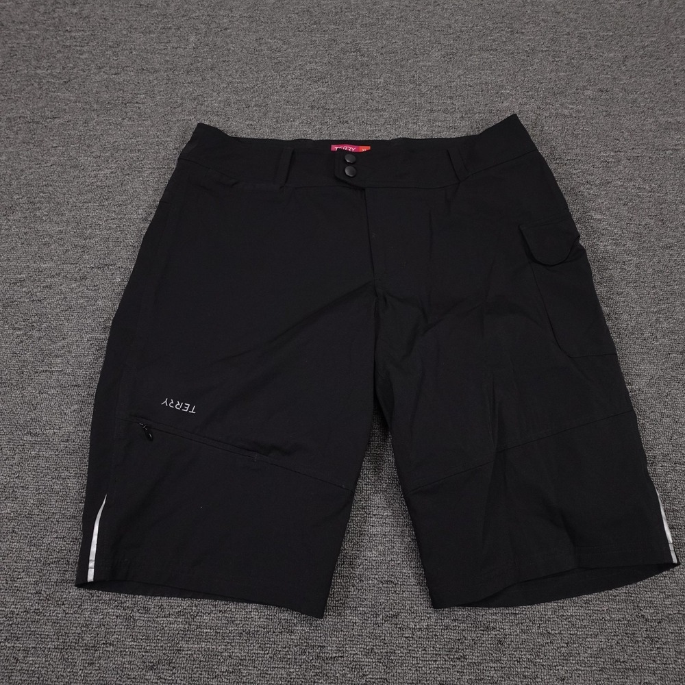 Terry Shorts Womens XL Black Biker 9 In Inseam Cycling Stretch Lightweight MTB
